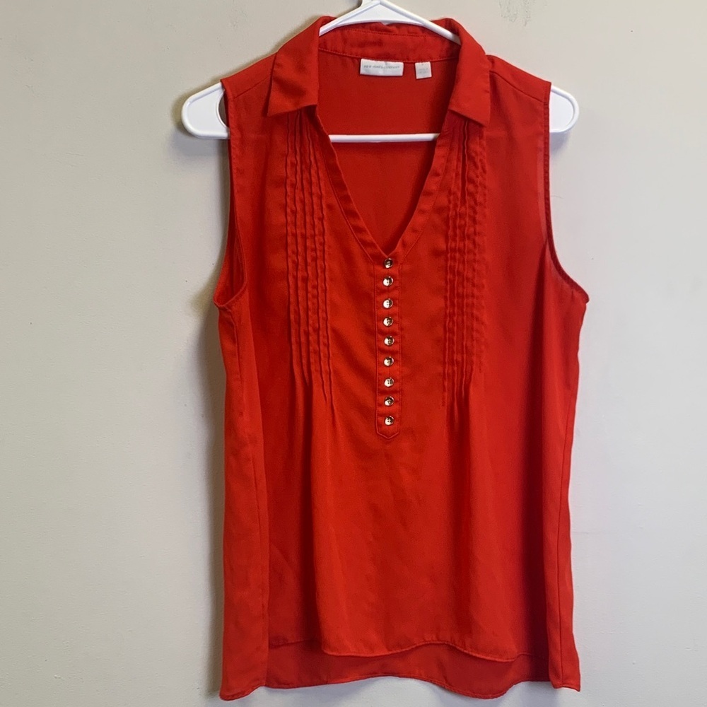 New York & Company Vibrant Red Sleeveless Blouse